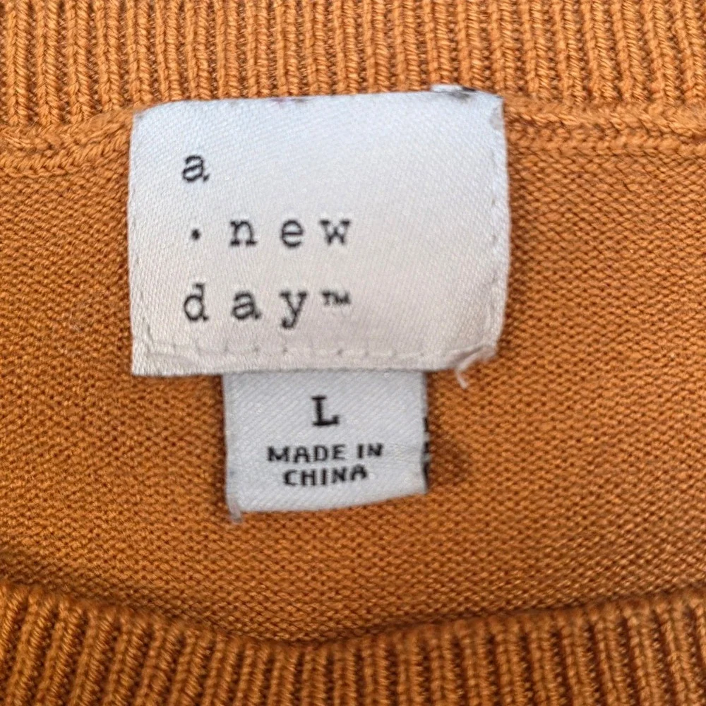 A New Day Burnt Orange Short Sleeve Knit Sweater Crew Neck Top Large